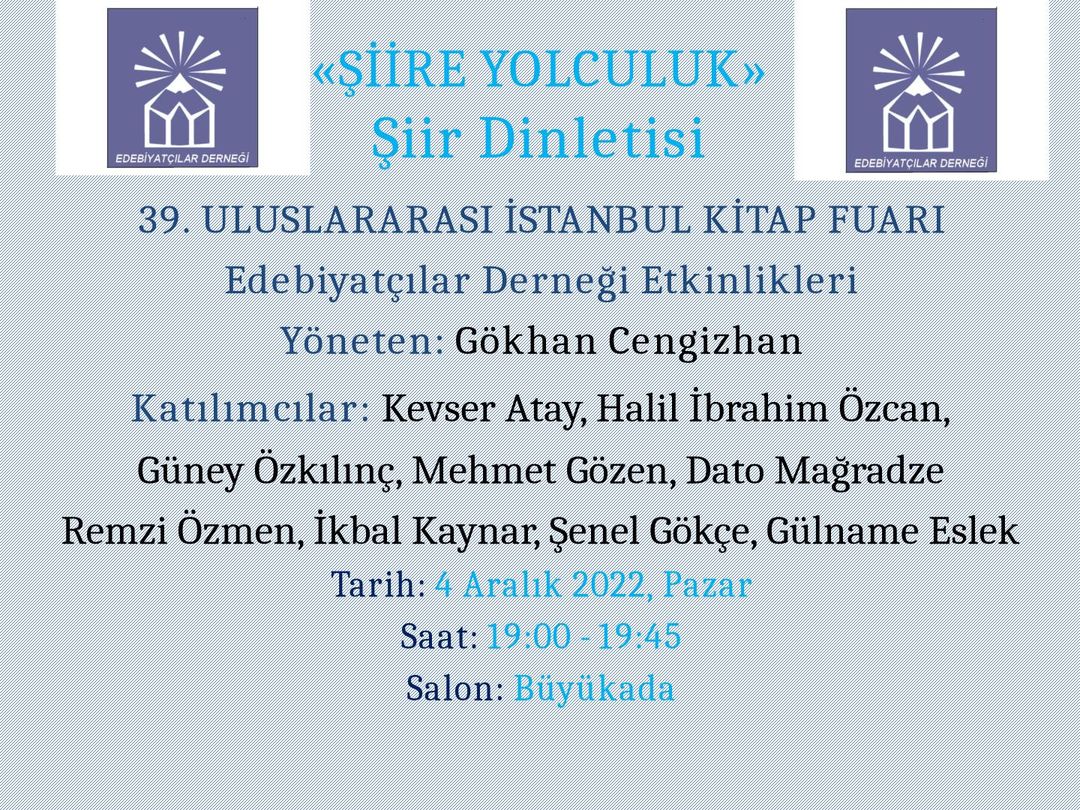 Gökhan Cengizhan: Uluslararası İstanbul Kitap Fuarında Yazar ve Şairlerin etkinlik programları netleşmeye başladı