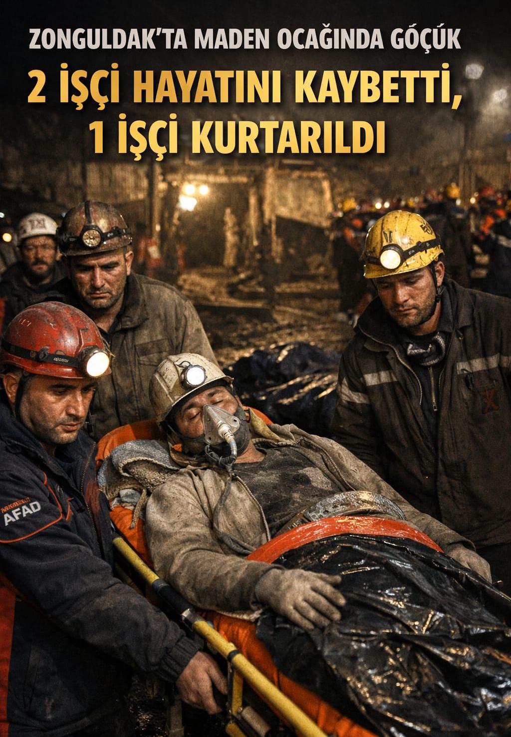 Zonguldak’ta Maden Ocağında Göçük: 2 İşçi Hayatını Kaybetti, 1 İşçi Kurtarıldı